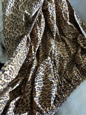 Vintage Ralph Lauren Home GuinevereLeopard-Print Fitted Sheet in Brown and Cream